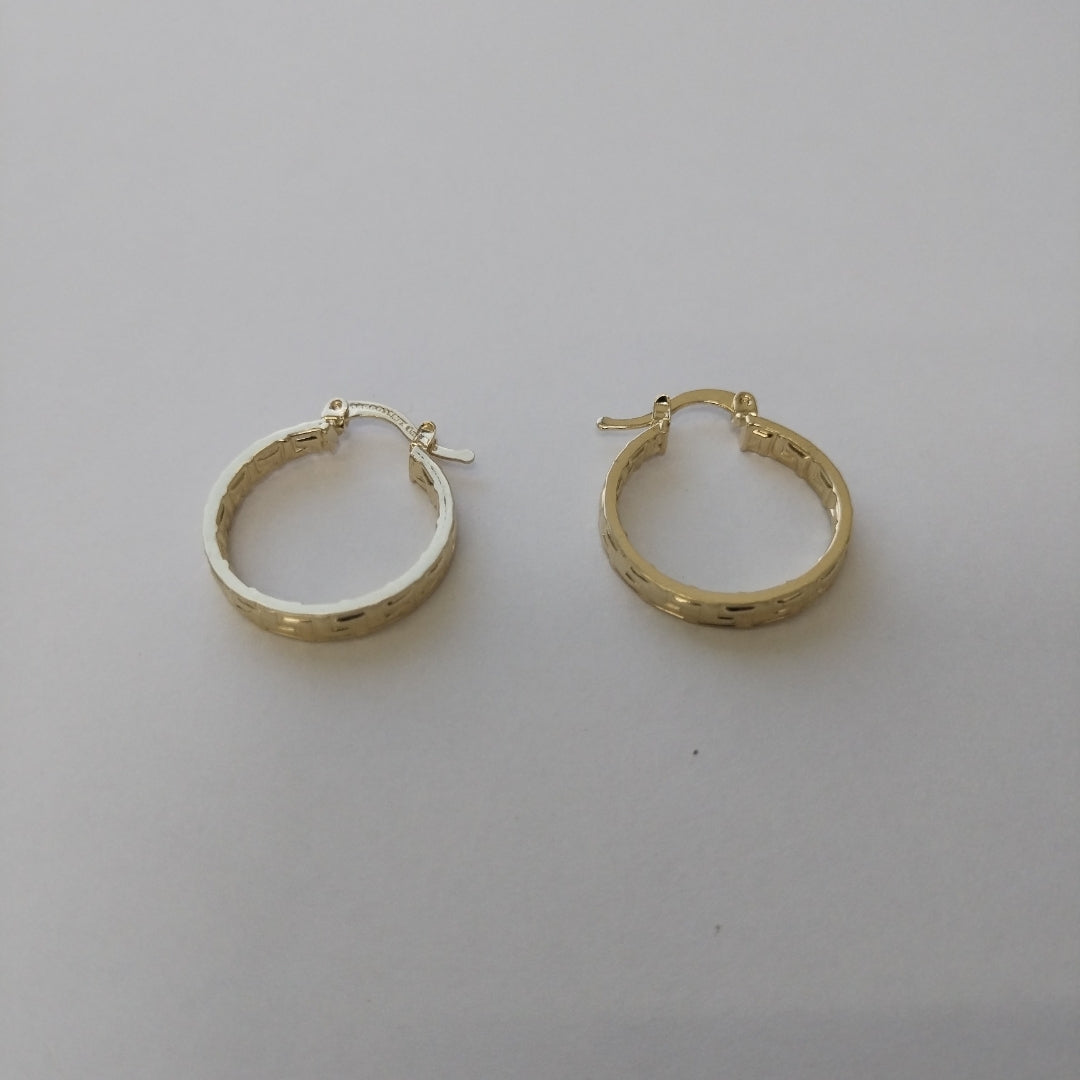 ARETES TEJIDO ARRACADAS TIPO GRECAS 14K 2.2 GR (NUEVO)