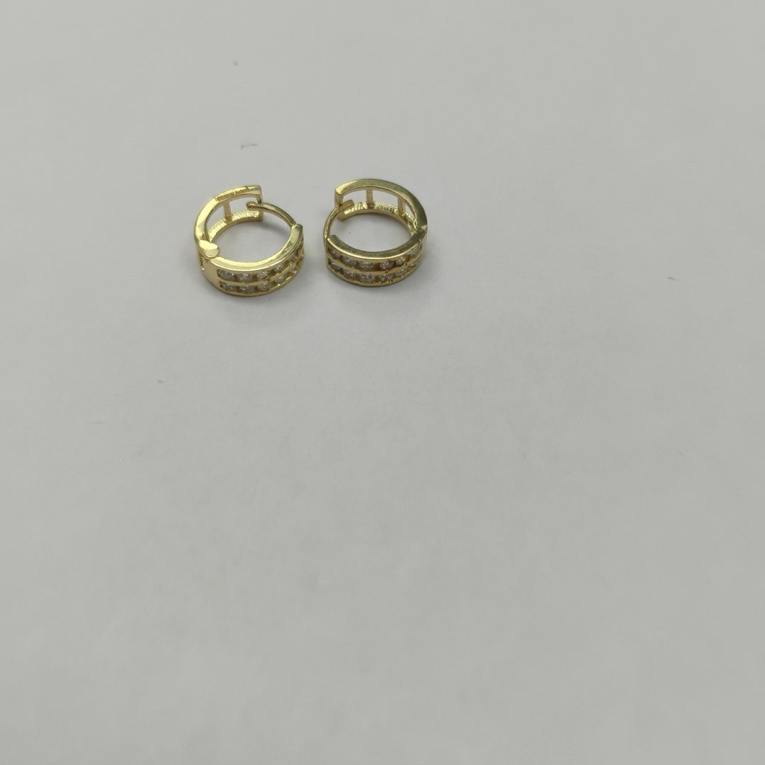 ARETES HUGGIES C CIRCONIAS 14K 1.8 GR (NUEVO)