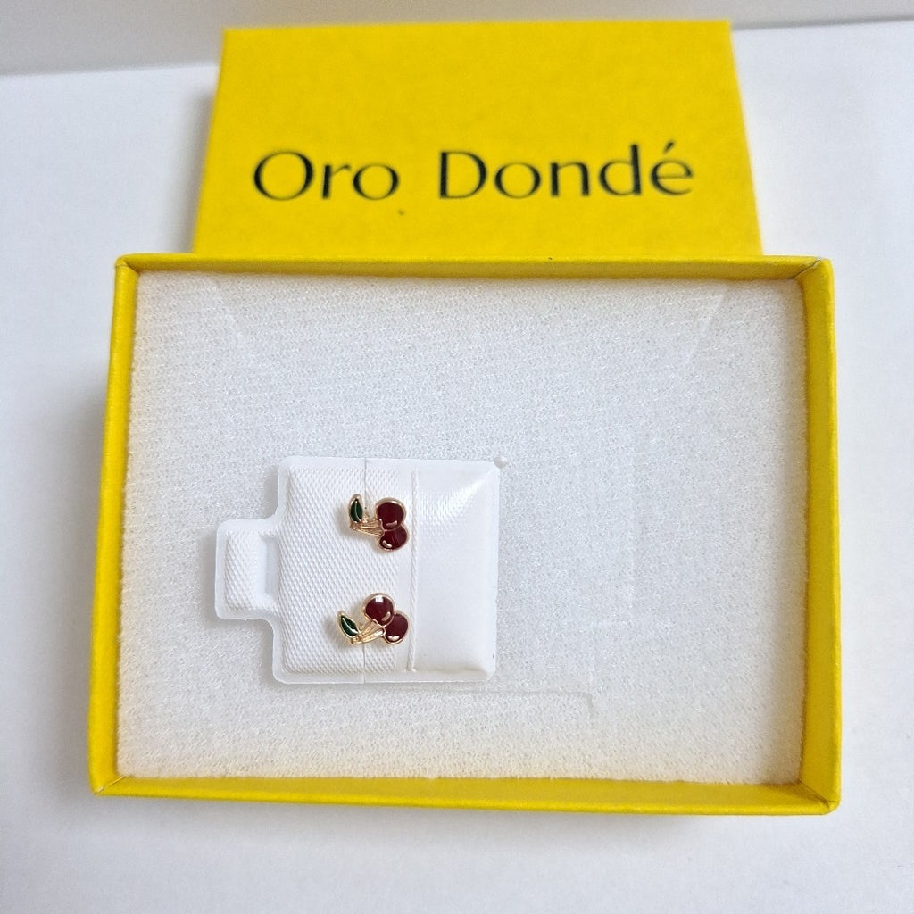 BROQUELES BROQUE FIG CEREZA C ESMALTE 14K 0.2203 GR (NUEVO)