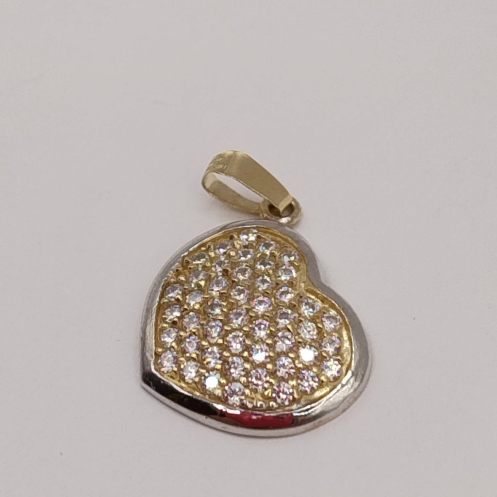 DIJE CORAZON CON CIRCONIAS 14K 1.8 GR (NUEVO)