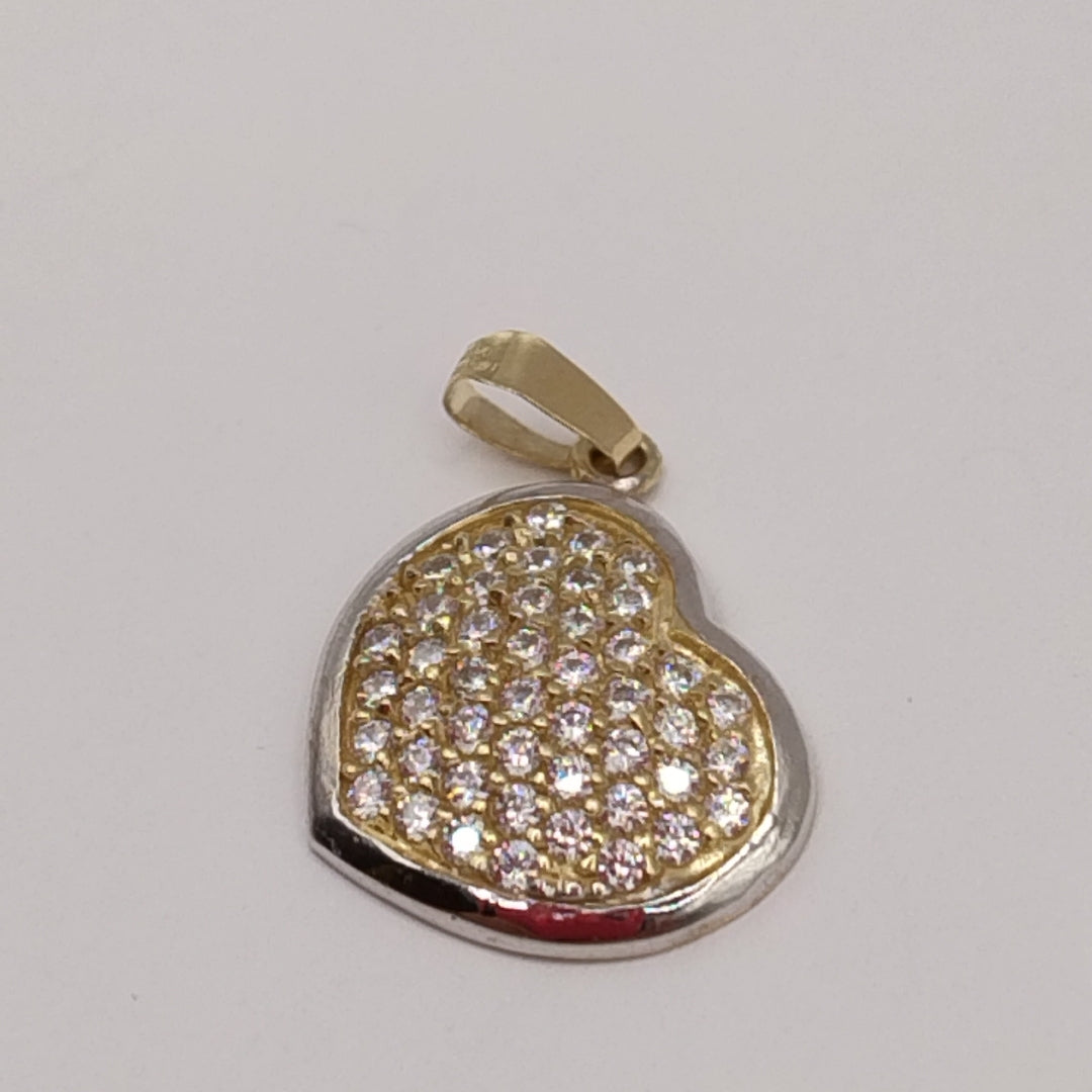 DIJE CORAZON CON CIRCONIAS 14K 1.8 GR (NUEVO)