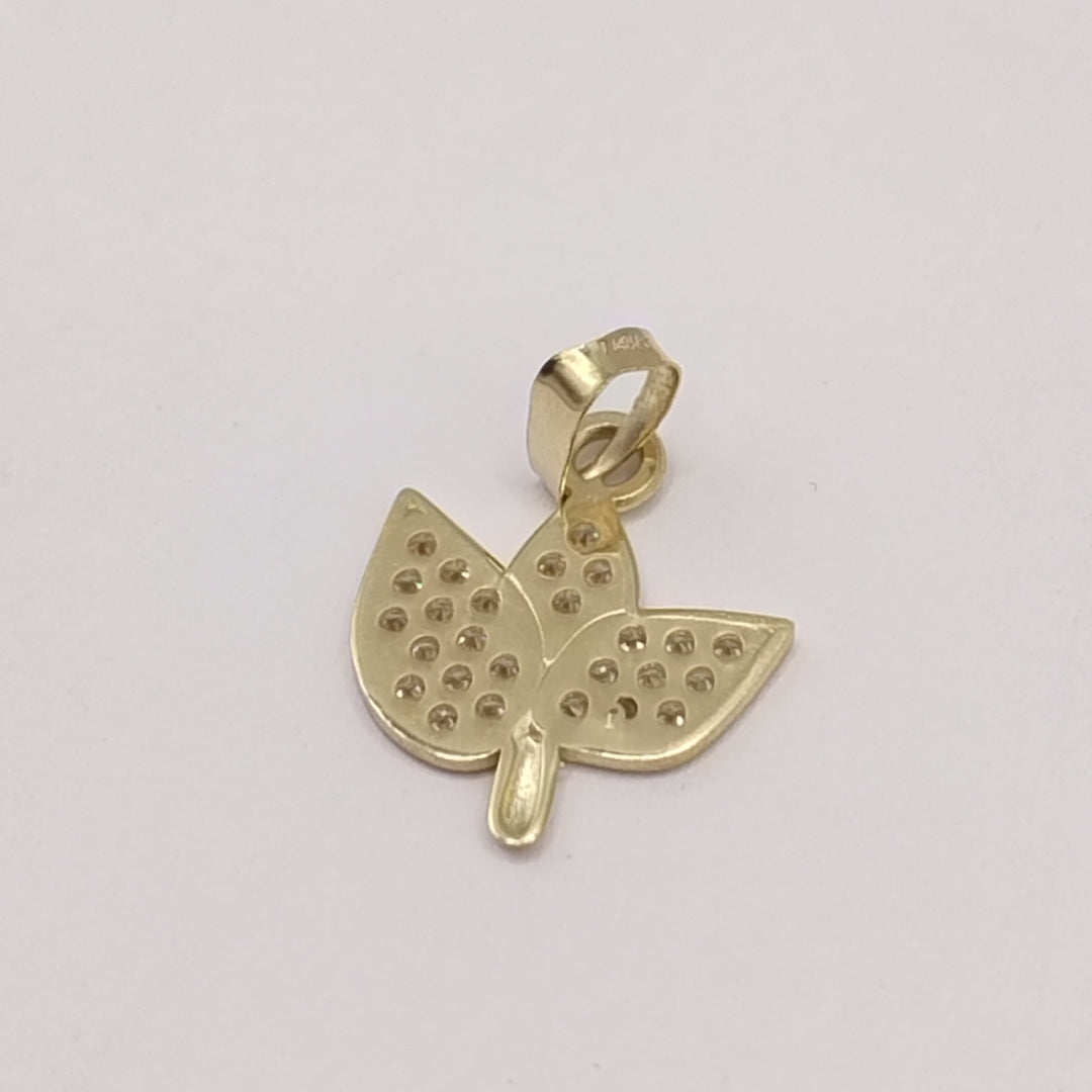 DIJE TEJIDO HOJAS CON CIRCONIAS 14K 1 GR (NUEVO)