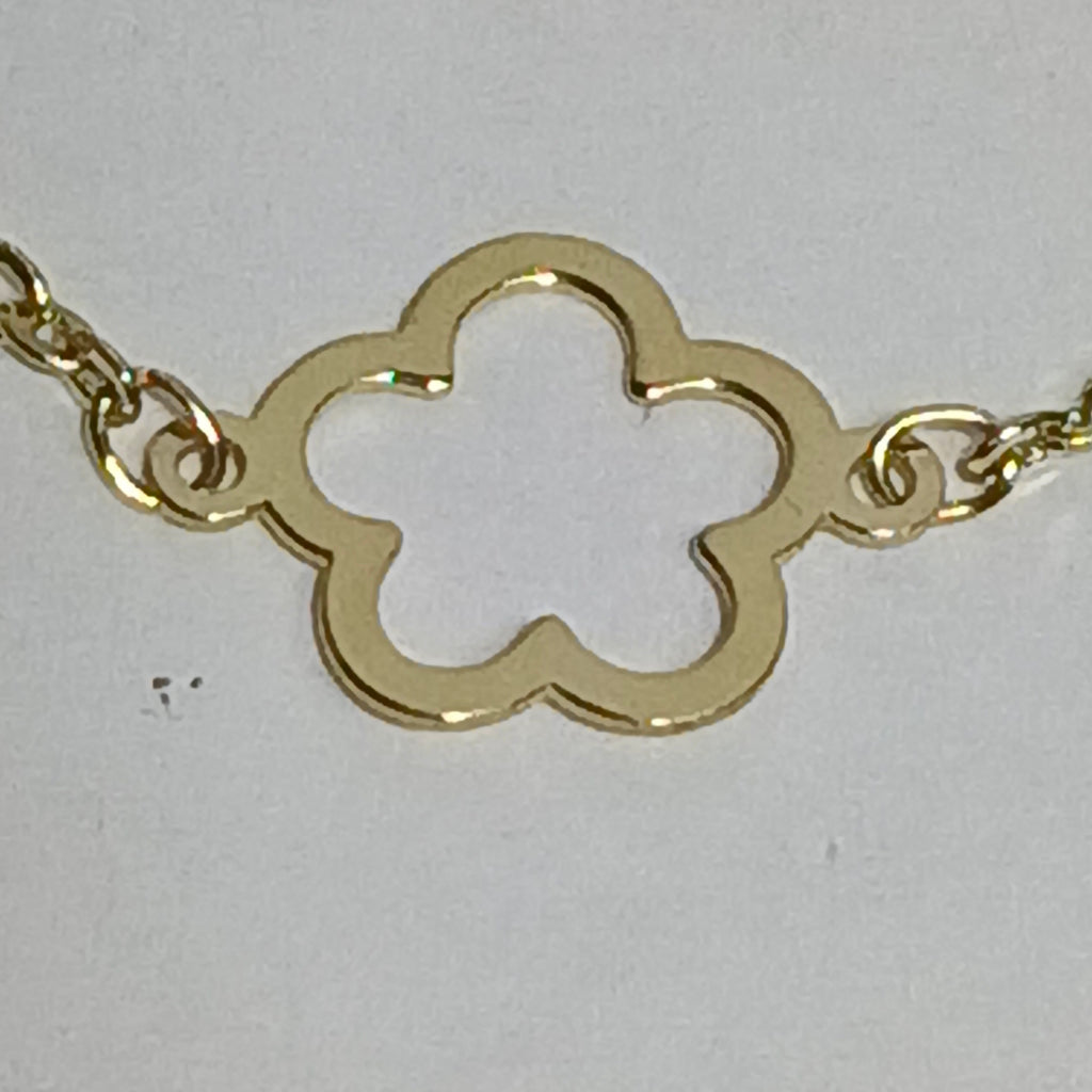 PULSERA TEJIDO ESPECIAL CON FLOR 14K 18 CM 1.6 GR (NUEVO)