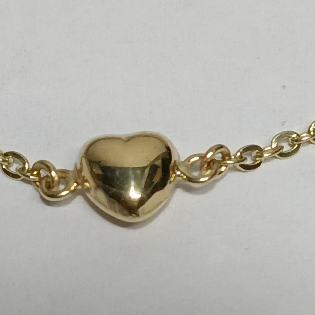 PULSERA TEJIDO ESPECIAL CON CORAZONES 14K 18 CM 1.6 GR (NUEVO)