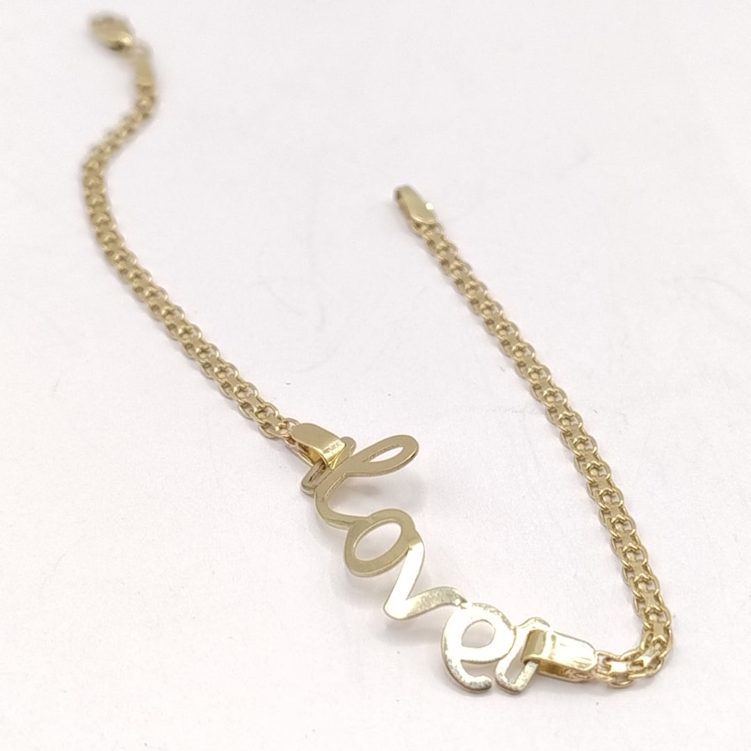 PULSERA ESCLAVA GRABADA LOVE 10K 18 CM 2.7 GR (NUEVO)