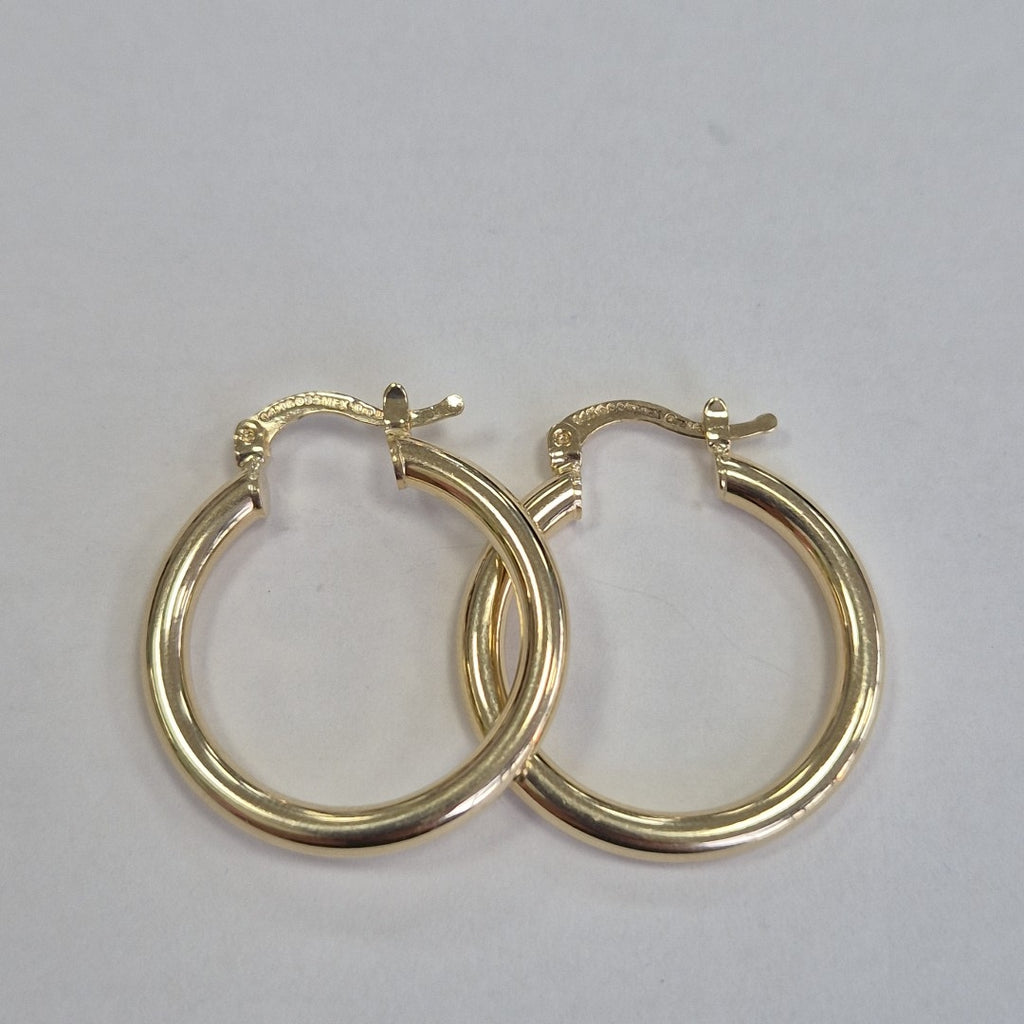 ARETES TEJIDO ARRACADAS LISAS HUECAS 14K 2.1 GR (NUEVO)