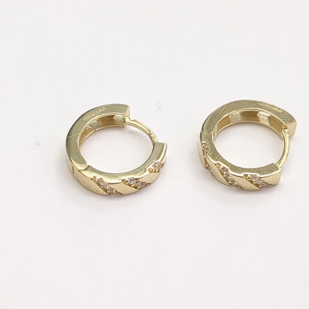 ARETES HUGGIES CON CIRCONIAS 14K 2.3 GR (NUEVO)