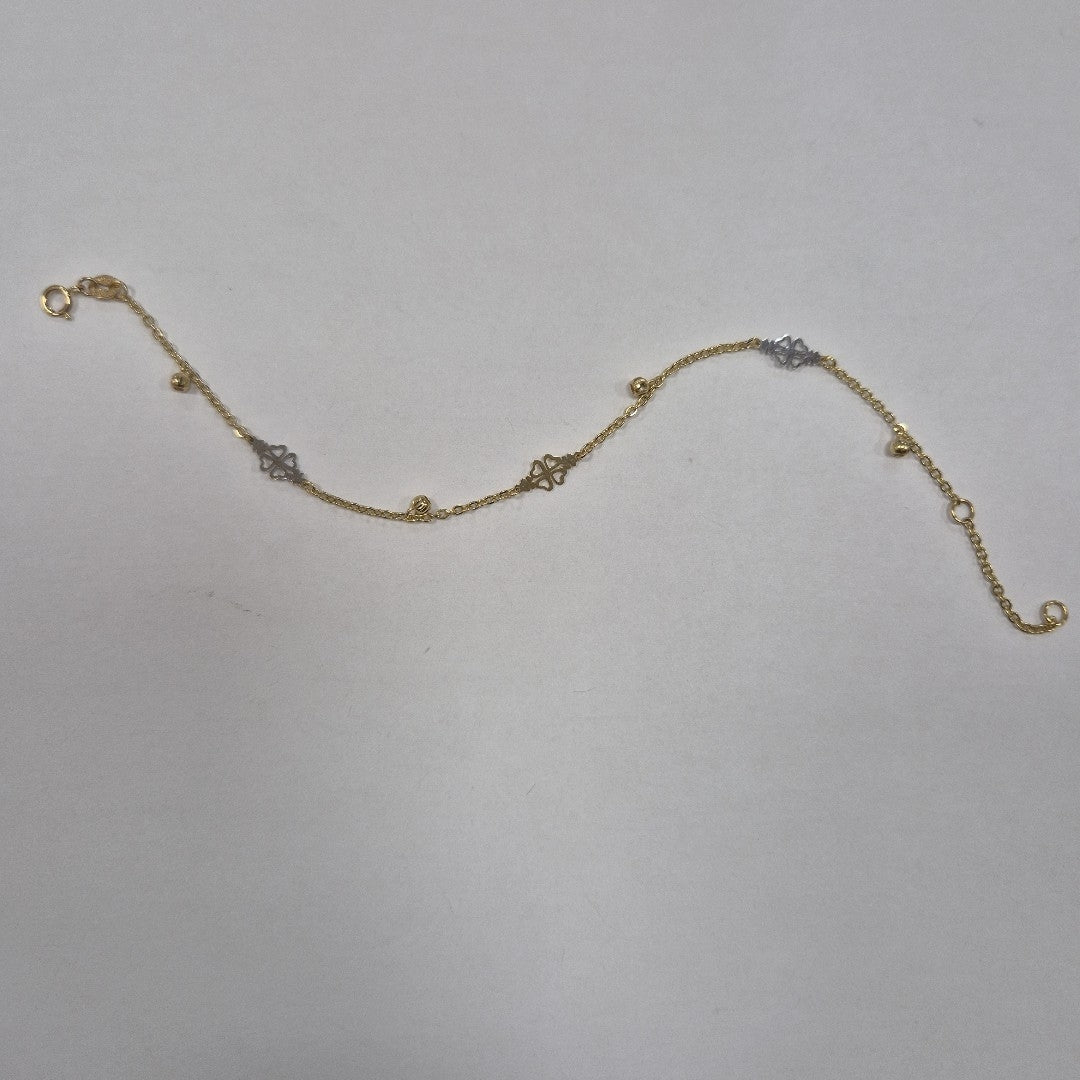 PULSERA ESPECIAL CON TREBOL 14K 18 CM 1.8 GR (NUEVO)
