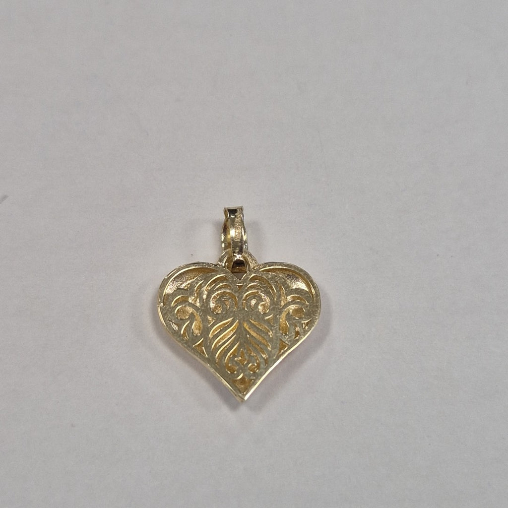 DIJE TEJIDO CORAZON LABRADO COMBINADO 14K 1.2 GR (NUEVO)