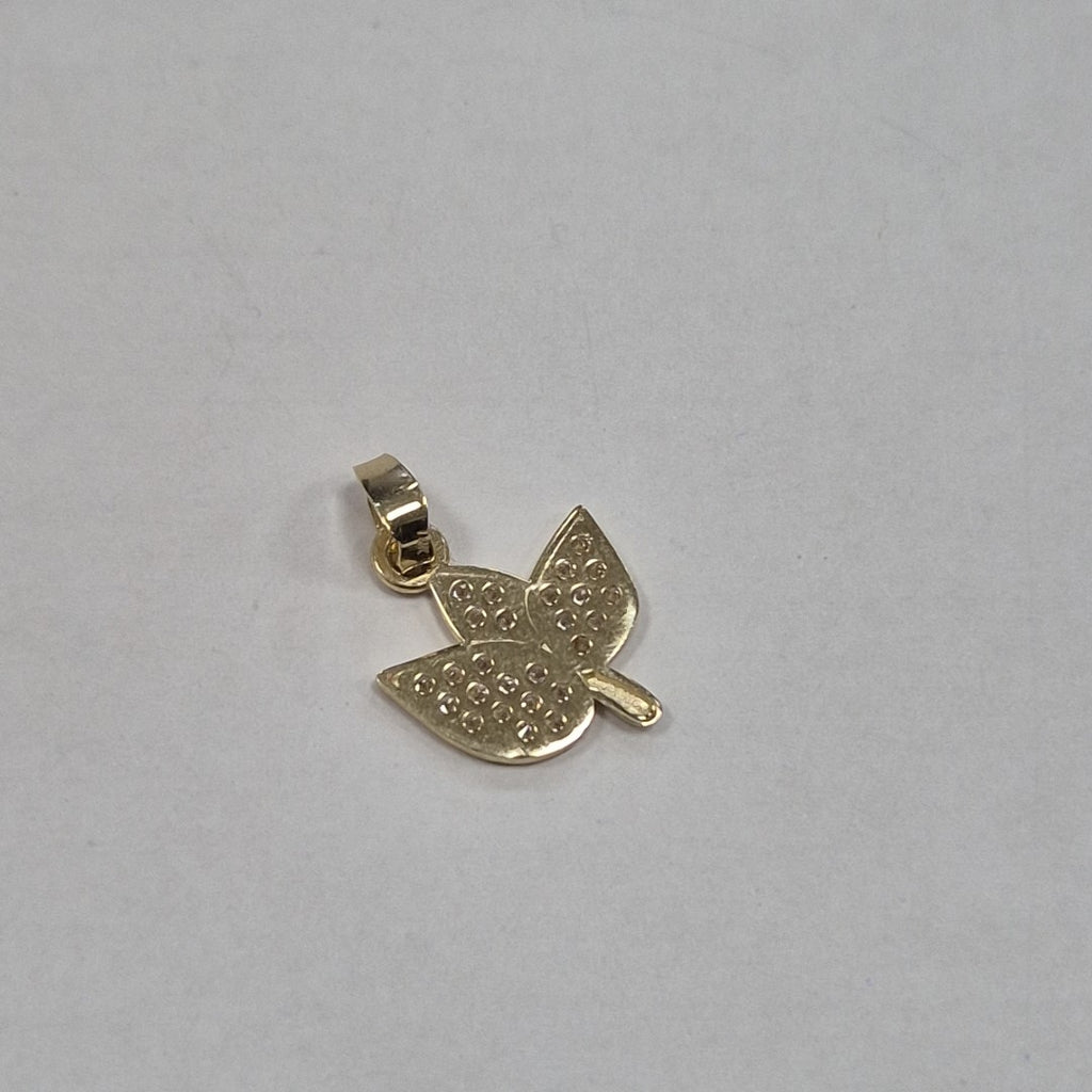 DIJE TEJIDO HOJAS CON CIRCONIAS 14K 1 GR (NUEVO)