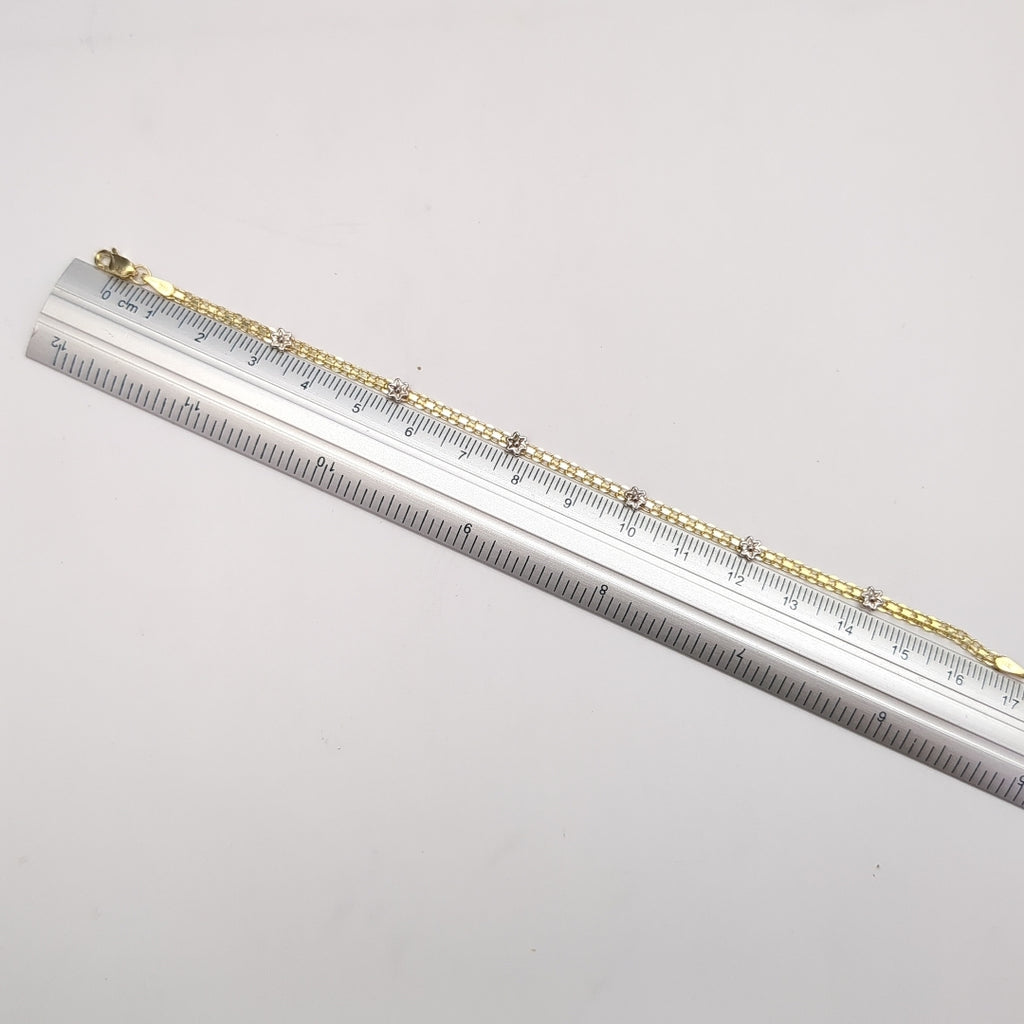 PULSERA ESPECIAL C FLORES 14K 18 CM 3 GR (NUEVO)