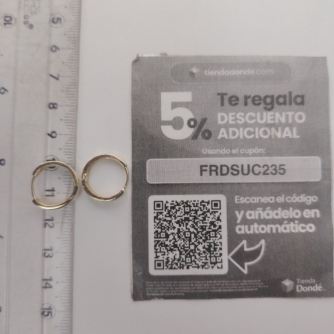ARETES TEJIDO HUGGIES CON CIRCONIAS 14K 3 GR (NUEVO)