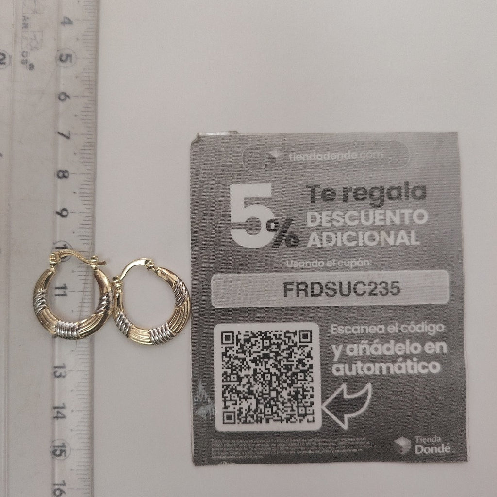 ARETES TEJIDO ARRACADAS COMBINADAS HUECAS 14K 1.9 GR (NUEVO)