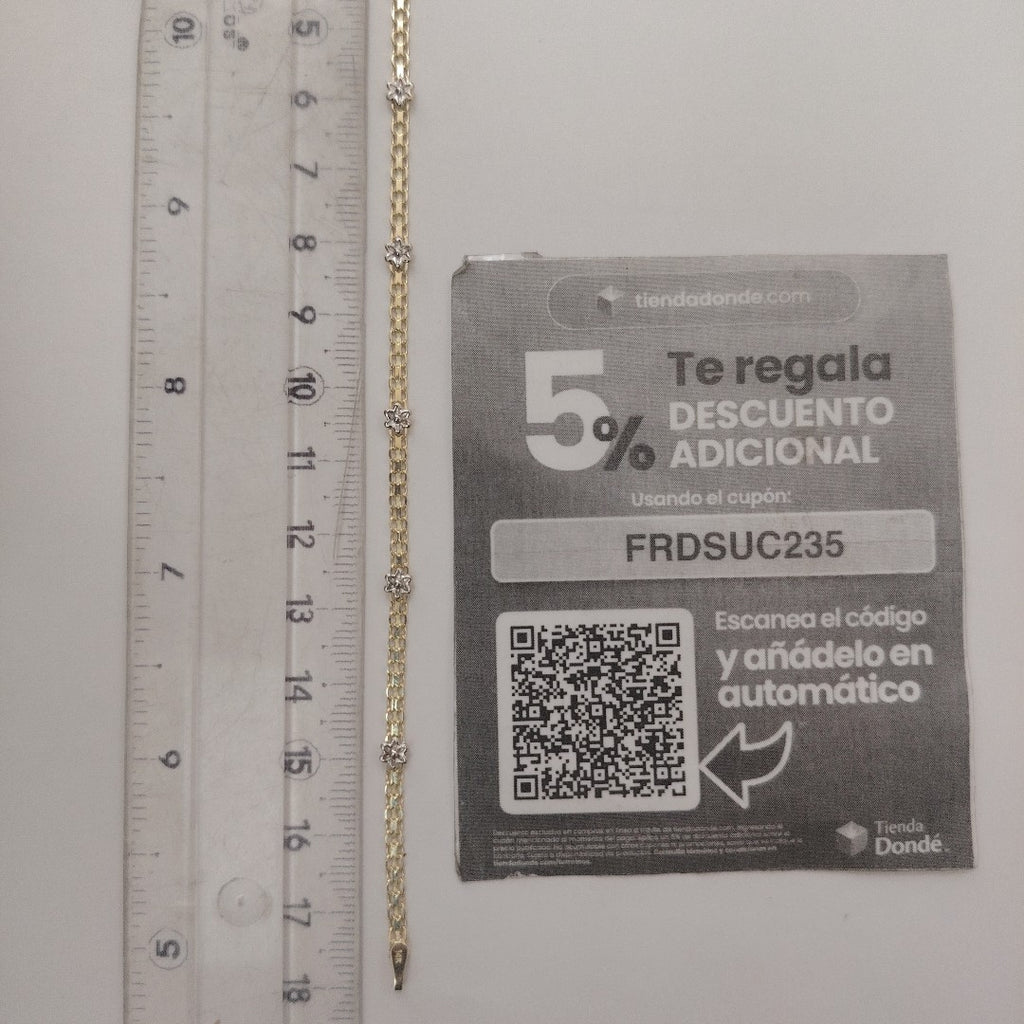PULSERA ESPECIAL C FLORES 14K 18 CM 3 GR (NUEVO)
