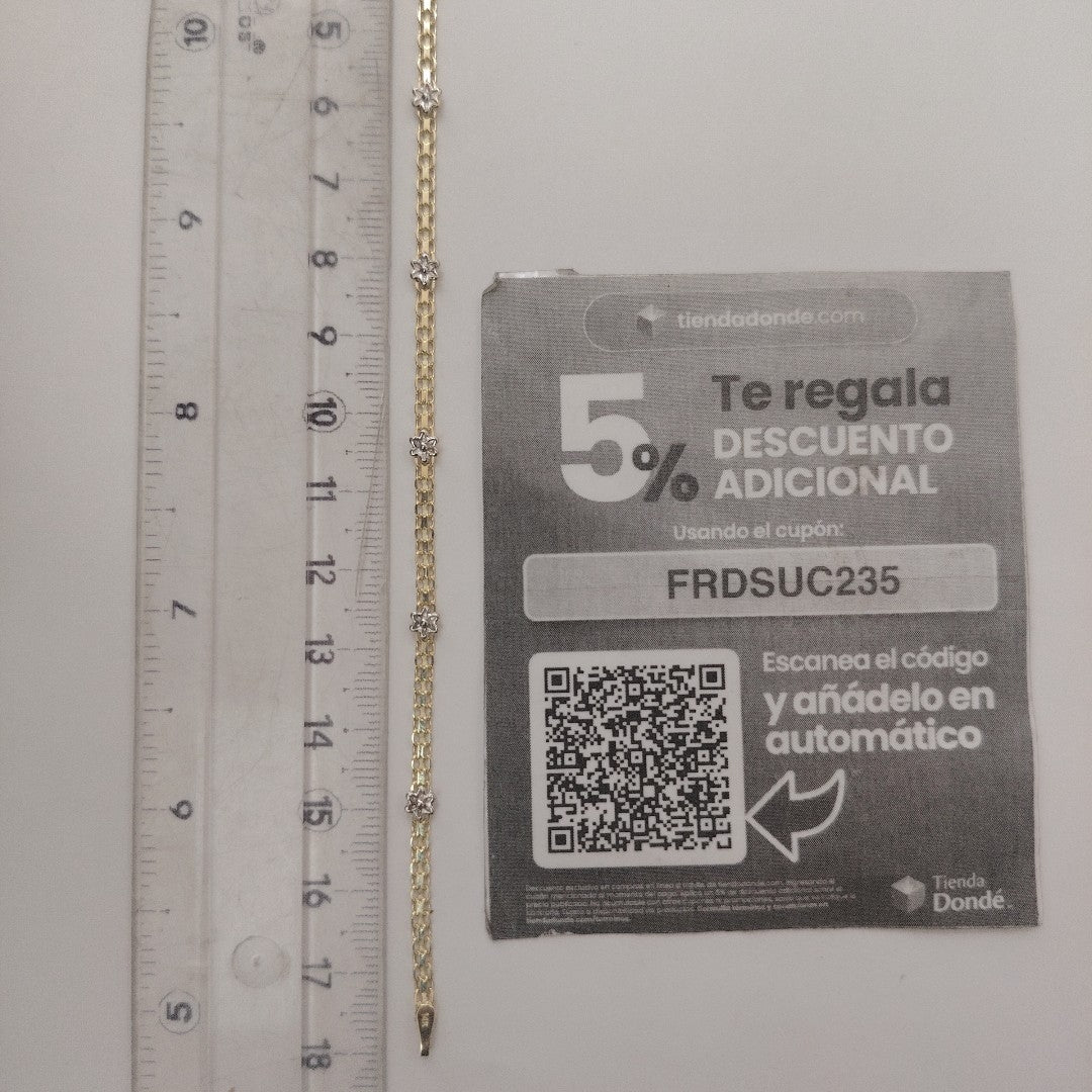 PULSERA ESPECIAL C FLORES 14K 18 CM 3 GR (NUEVO)