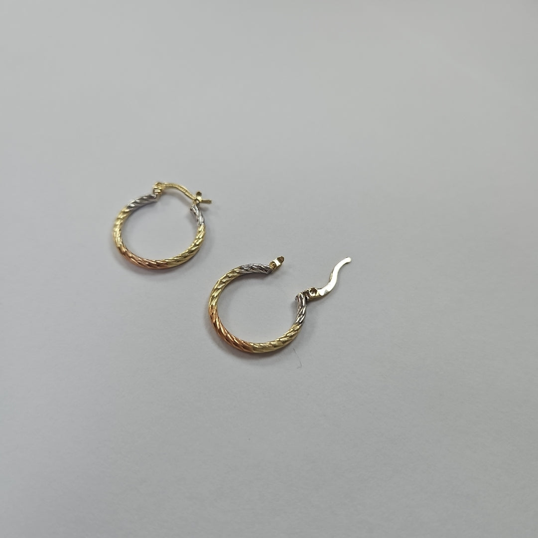 ARETES TEJIDO ARRACADAS TZL COMBINADAS 14K 1.8 GR (NUEVO)