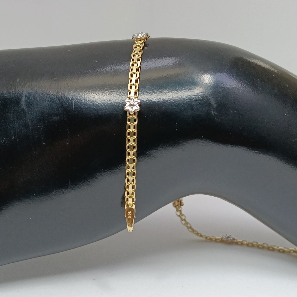 PULSERA ESPECIAL C FLORES 14K 18 CM 3 GR (NUEVO)