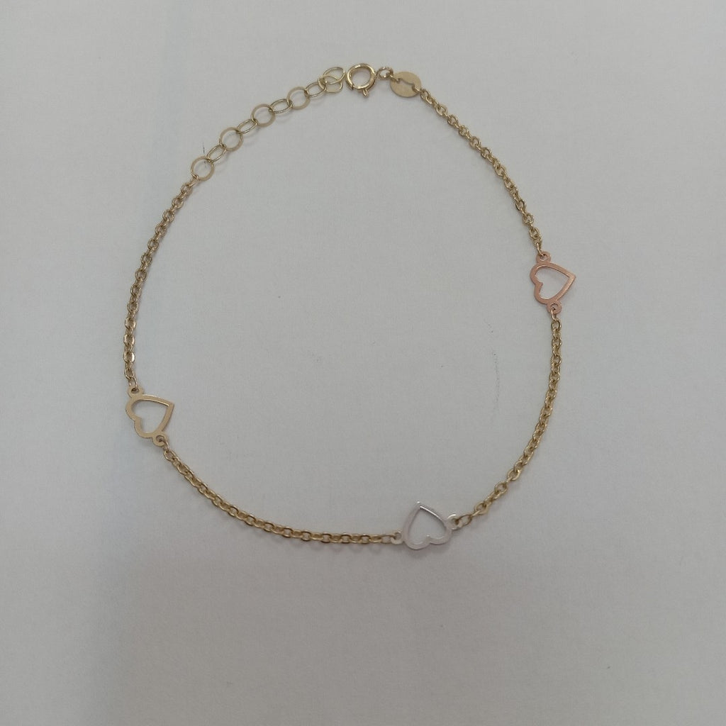 PULSERA ESPECIAL CON CORAZONES 10K 18 CM 1.2 GR (NUEVO)