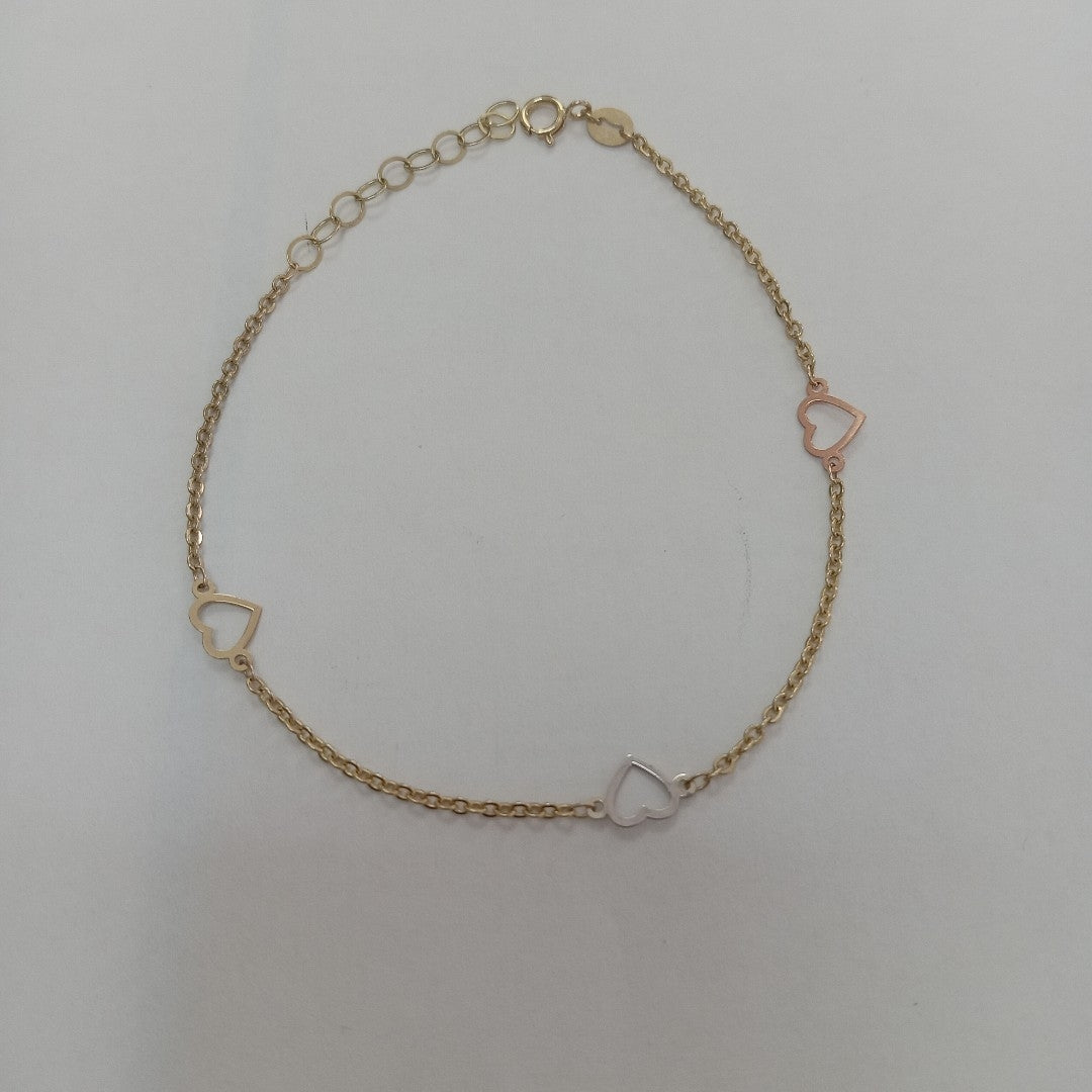 PULSERA ESPECIAL CON CORAZONES 10K 18 CM 1.2 GR (NUEVO)