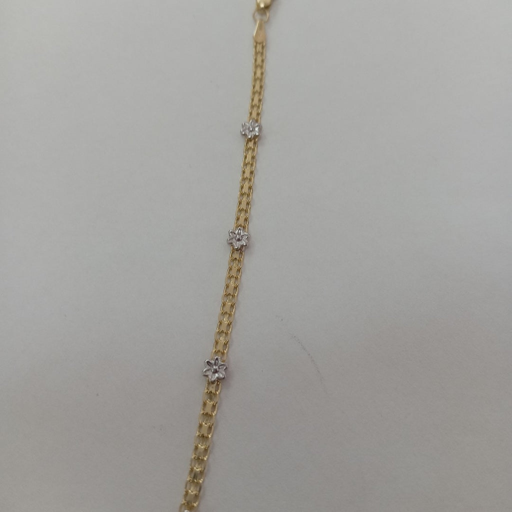 PULSERA ESPECIAL C FLORES 14K 18 CM 3 GR (NUEVO)