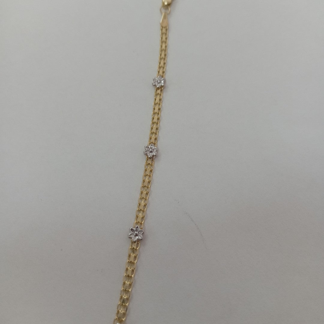 PULSERA ESPECIAL C FLORES 14K 18 CM 3 GR (NUEVO)