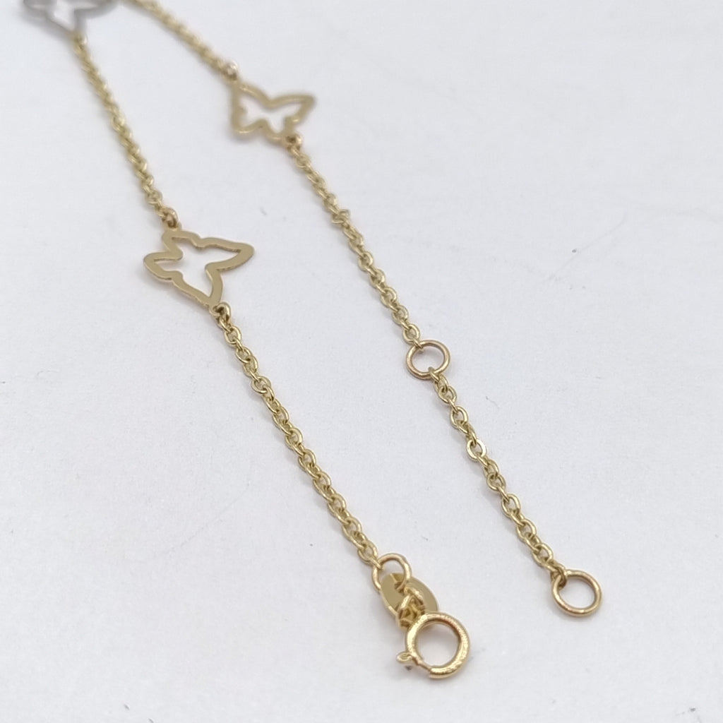 PULSERA ESPECIAL C MARIPOSAS 14K 18 CM 1.7 GR (NUEVO)