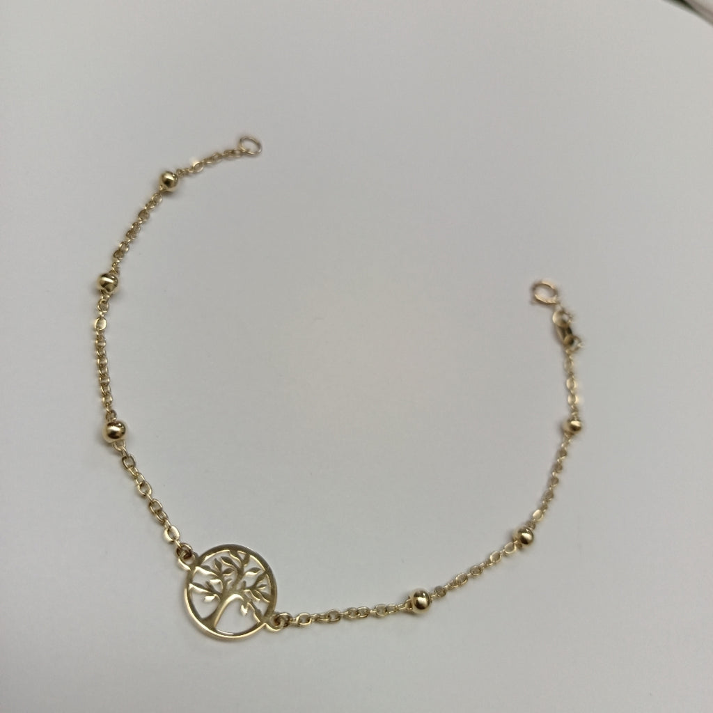 PULSERA TEJIDO ESPECIAL ARBOL 14K 18 CM 1.7 GR (NUEVO)