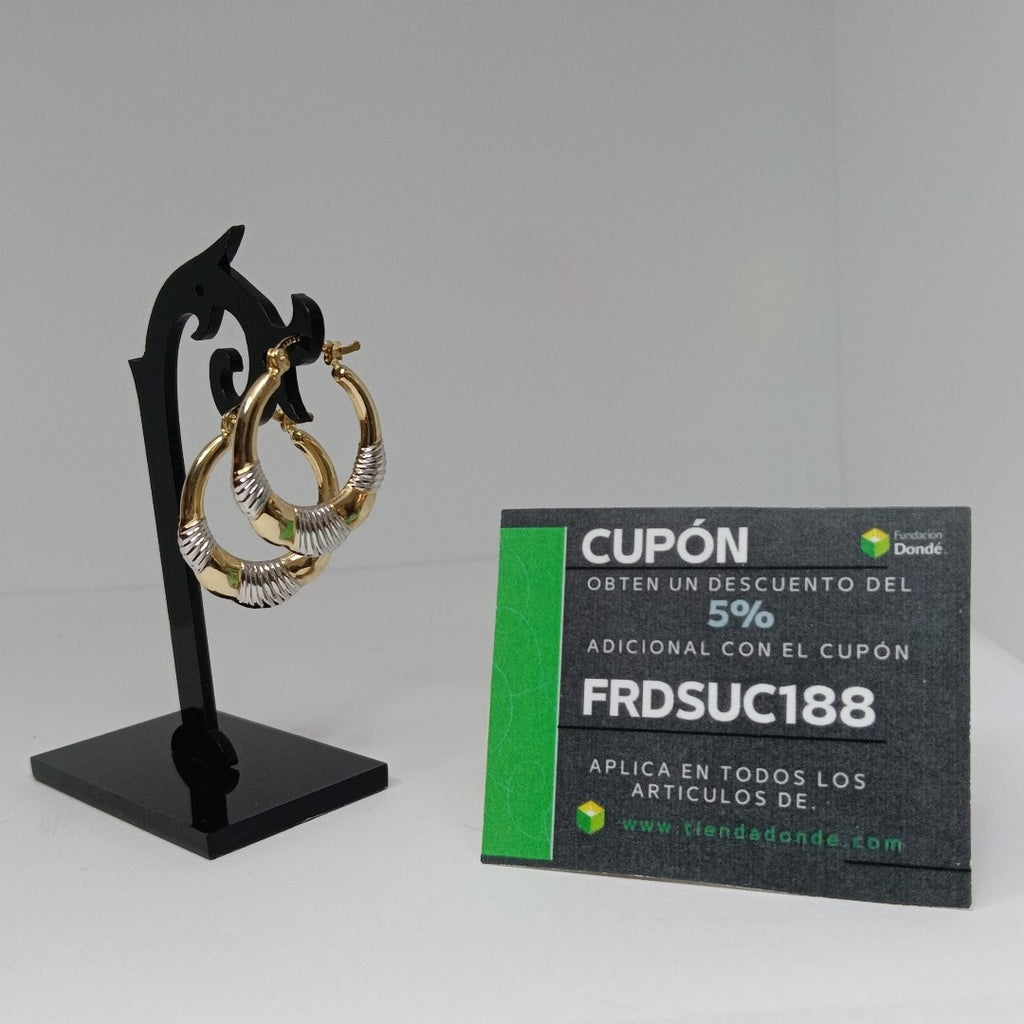 ARETES ARRACADAS HUECAS COMBINADAS 14K 2.6 GR (NUEVO)