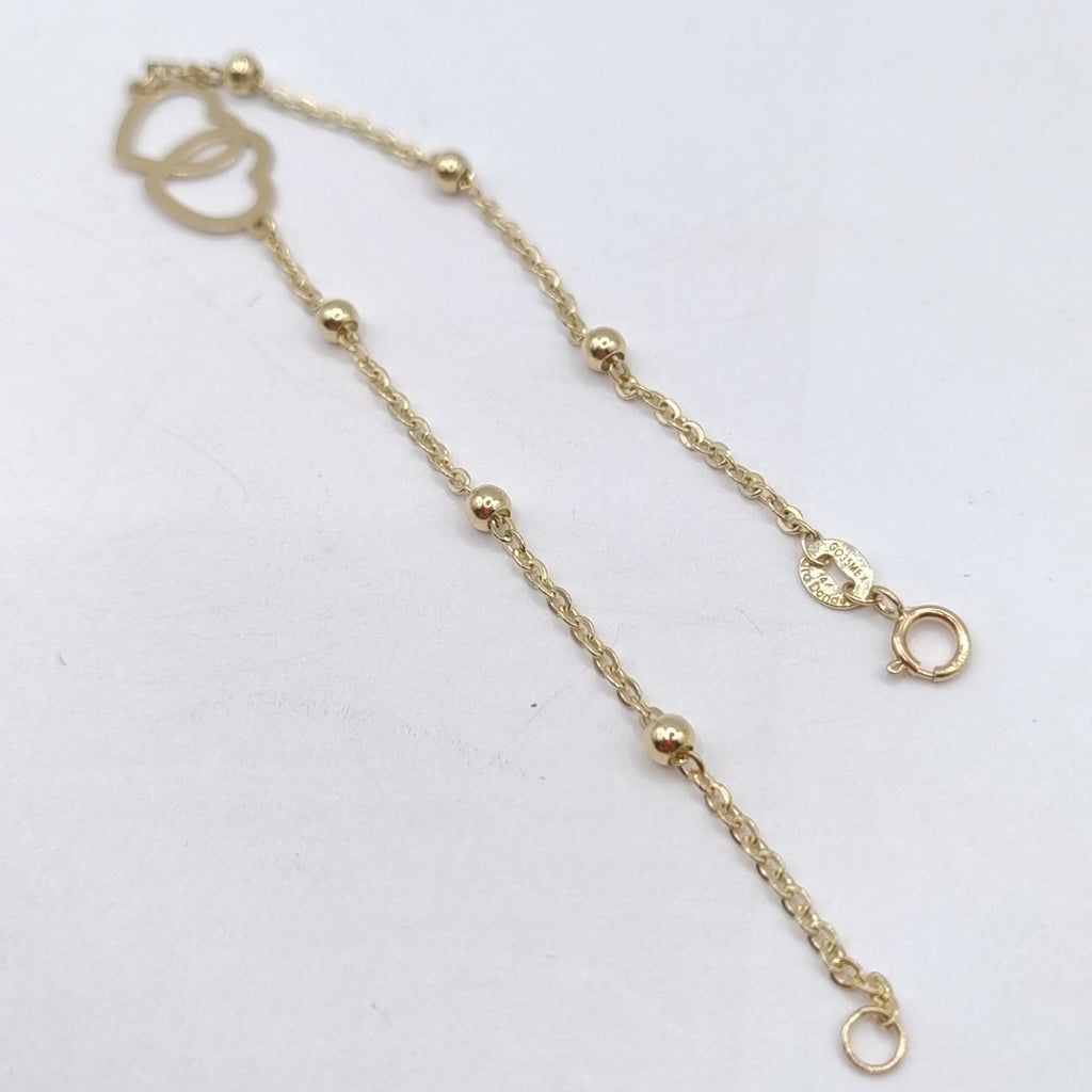 PULSERA TEJIDO ESPECIAL C CORAZONES 14K 18 CM 1.7 GR (NUEVO)