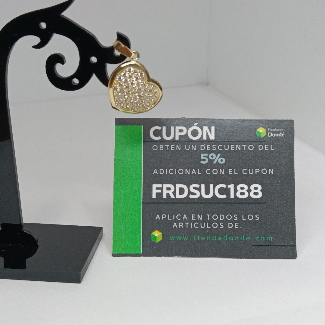 DIJE TEJIDO CORAZON CON CIRCONIAS 14K 1.7 GR (NUEVO)
