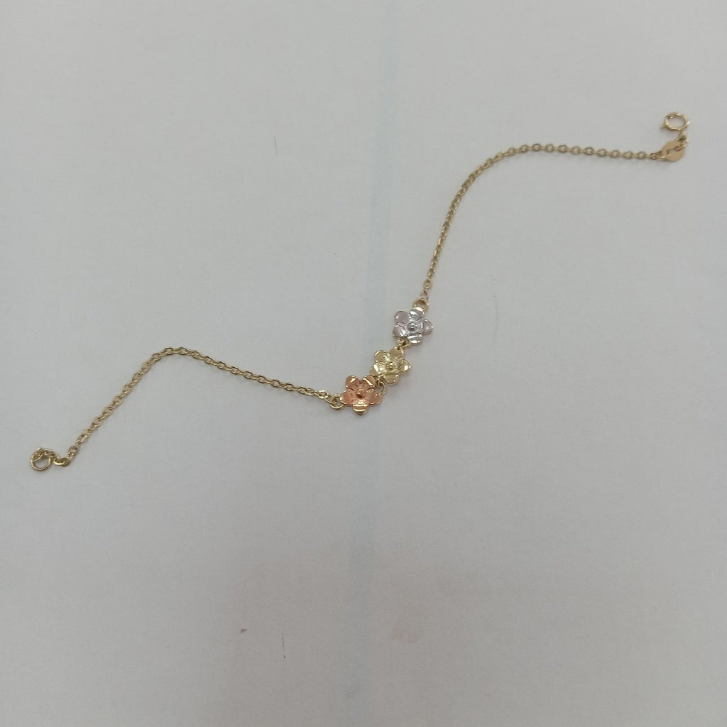 PULSERA TEJIDO ESPECIAL FIG FLORES 14K 18 CM 2 GR (NUEVO)