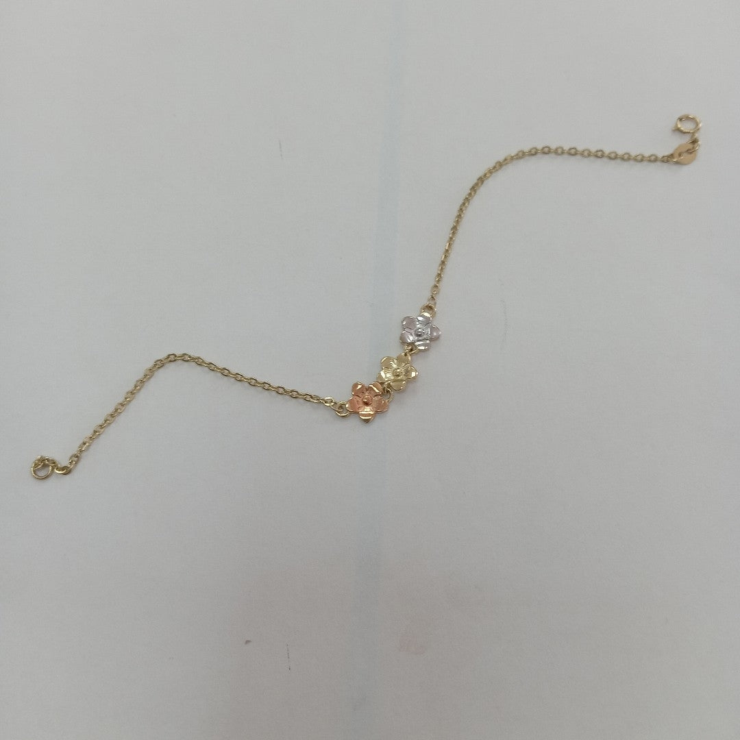 PULSERA TEJIDO ESPECIAL FIG FLORES 14K 18 CM 2 GR (NUEVO)