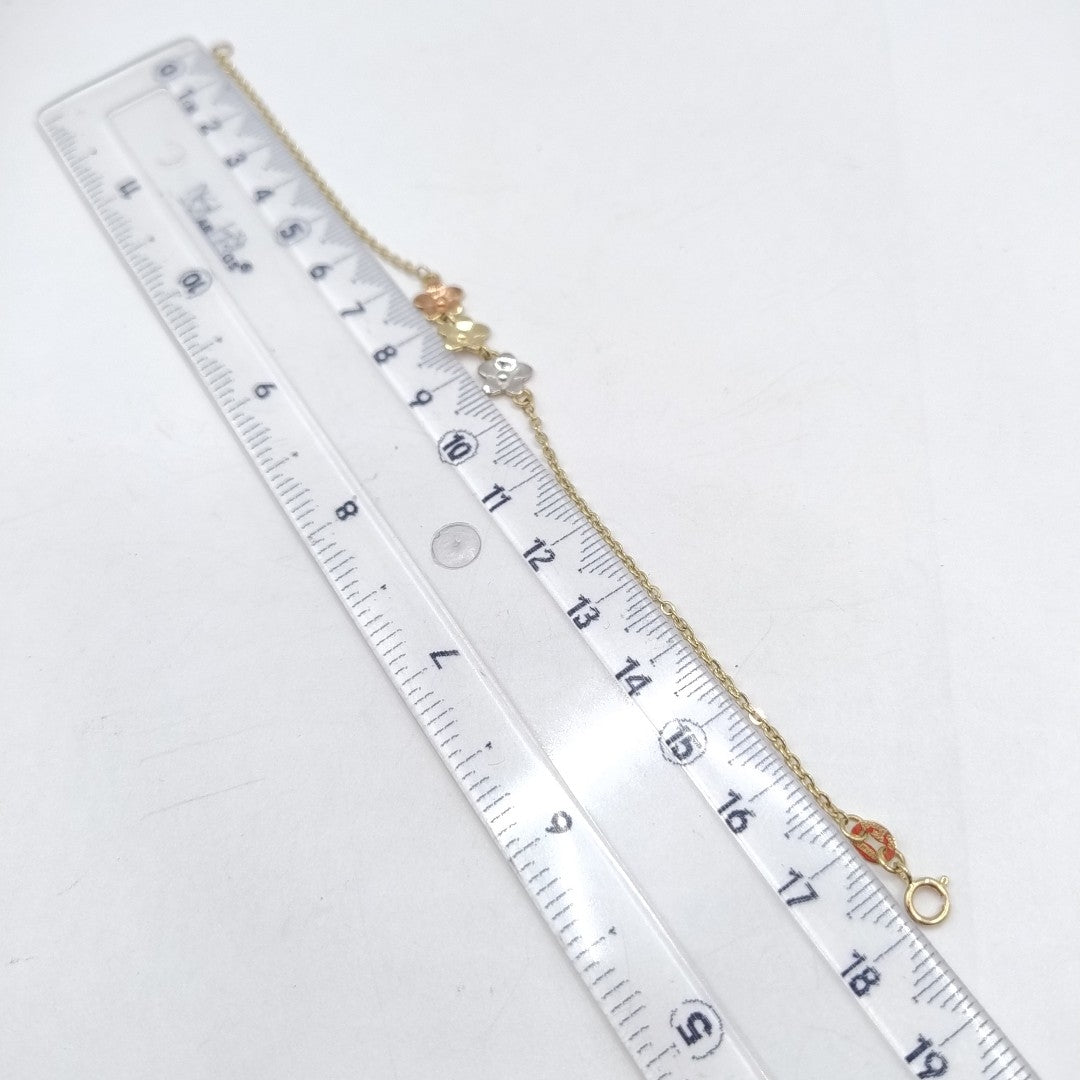 PULSERA TEJIDO ESPECIAL FIG FLORES 14K 18 CM 2 GR (NUEVO)