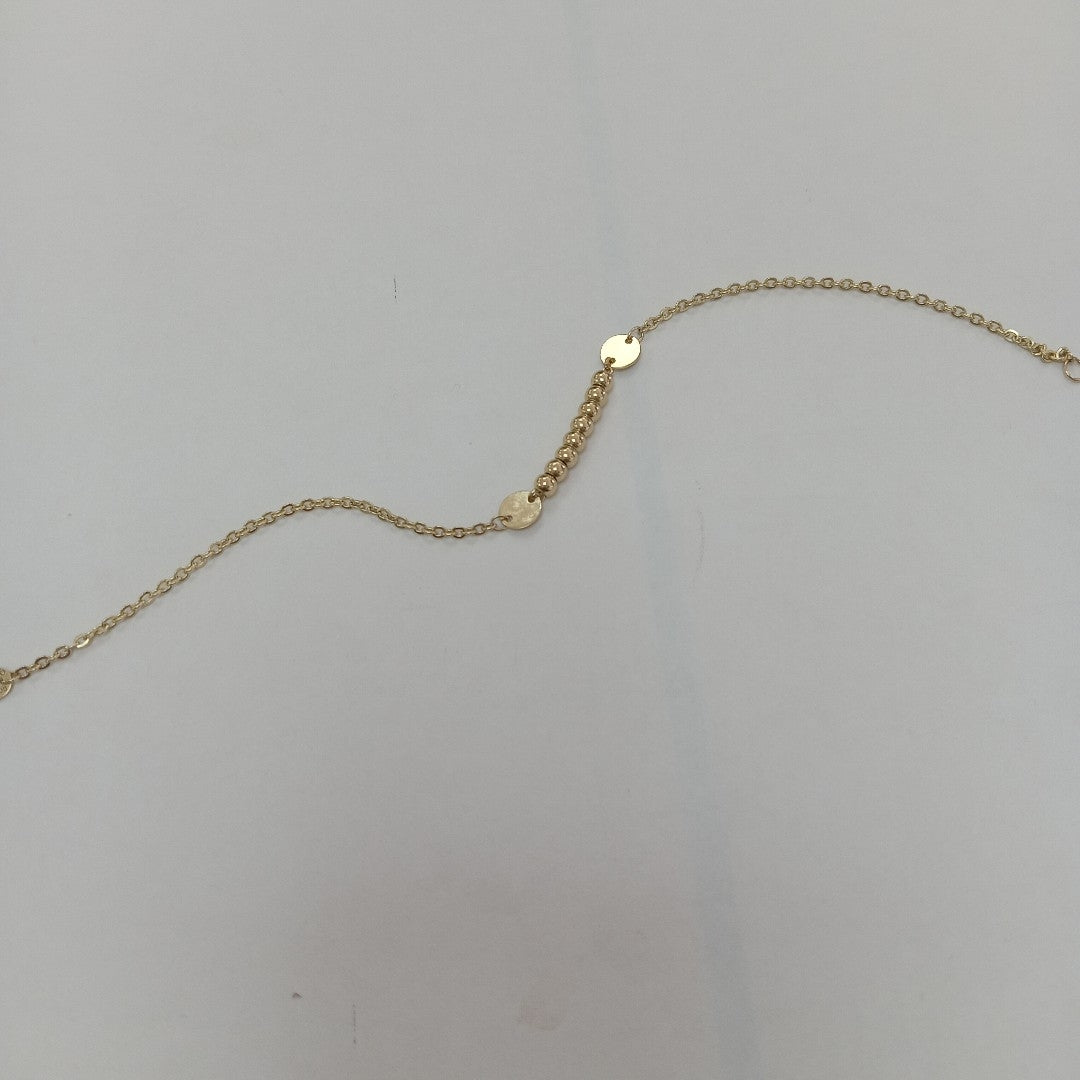 PULSERA TEJIDO ESPECIAL CON BOLITAS 14K 18 CM 1.8 GR (NUEVO)