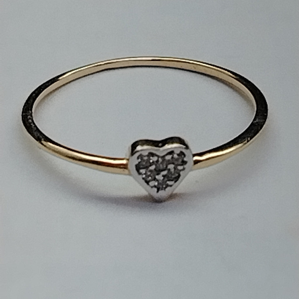 ANILLO ANILLITO CORAZON C CIRCONIA 14K 7 TALLA 0.8 GR (NUEVO)
