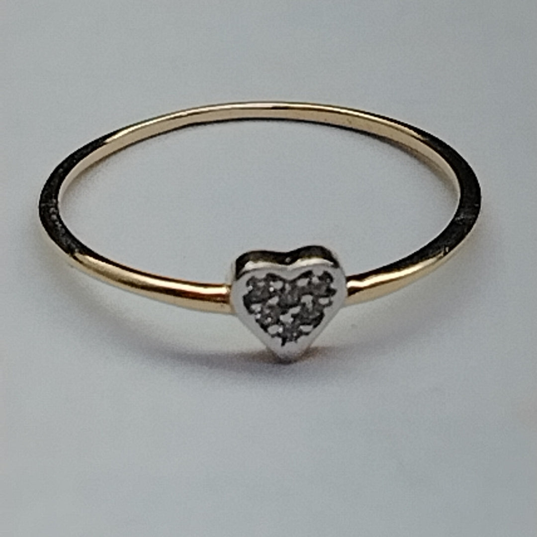 ANILLO ANILLITO CORAZON C CIRCONIA 14K 7 TALLA 0.8 GR (NUEVO)
