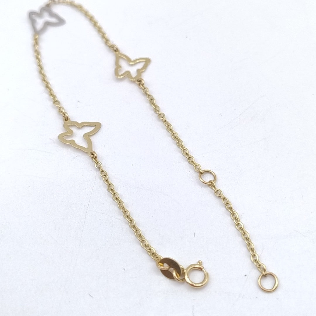 PULSERA ESPECIAL C MARIPOSAS 14K 18 CM 1.7 GR (NUEVO)