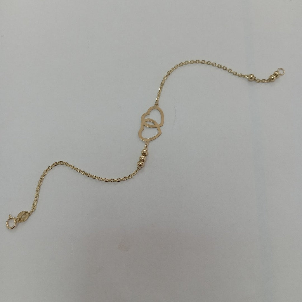 PULSERA TEJIDO ESPECIAL C CORAZONES 14K 18 CM 1.7 GR (NUEVO)