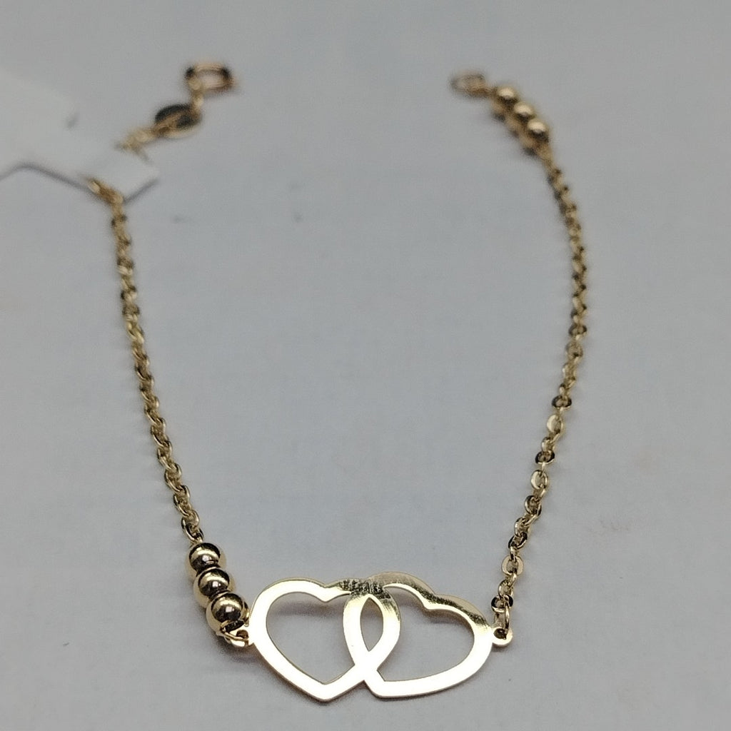 PULSERA TEJIDO ESPECIAL C CORAZONES 14K 18 CM 1.7 GR (NUEVO)