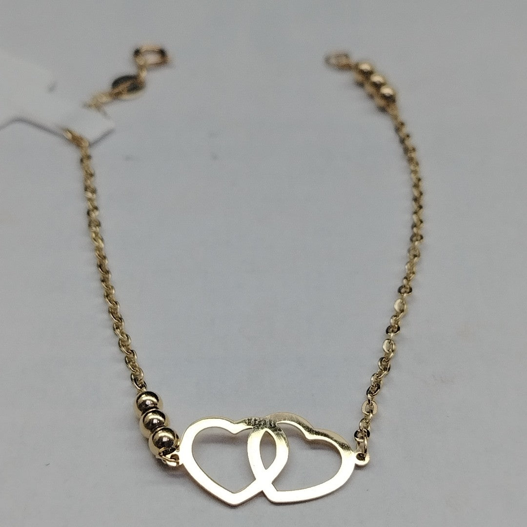 PULSERA TEJIDO ESPECIAL C CORAZONES 14K 18 CM 1.7 GR (NUEVO)