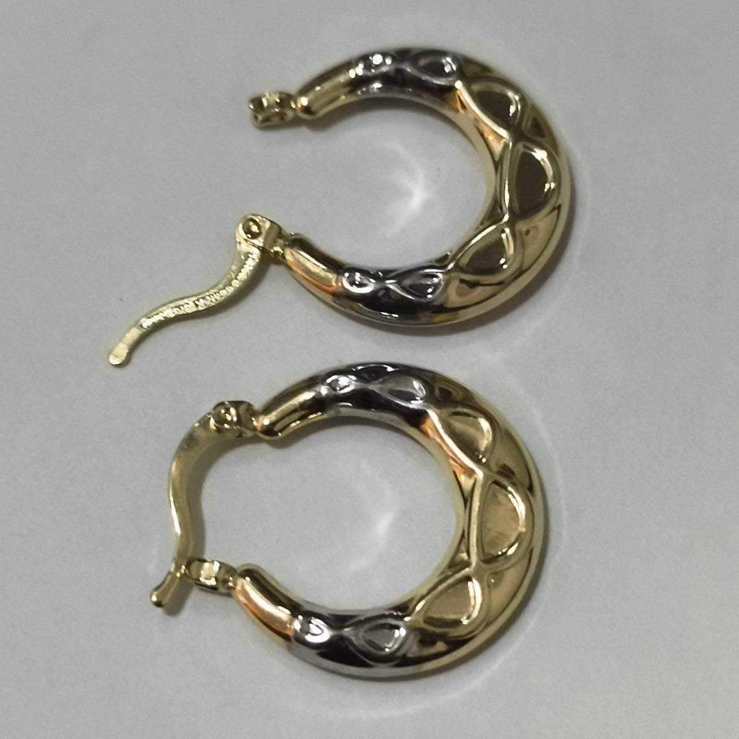 ARETES ARRACADAS COMBINADAS CON INFINITO 14K 2.2 GR (NUEVO)