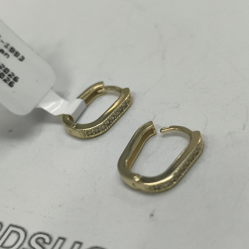 ARETES HUGGIES OVALADA C CIRCONIAS 14K 2.5 GR (NUEVO)