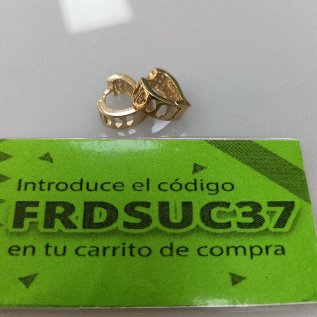 ARETES ARRACADAS CORAZON C CIRCONIAS 14K 2.3 GR (NUEVO)