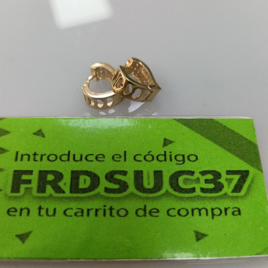 ARETES ARRACADAS CORAZON C CIRCONIAS 14K 2.3 GR (NUEVO)