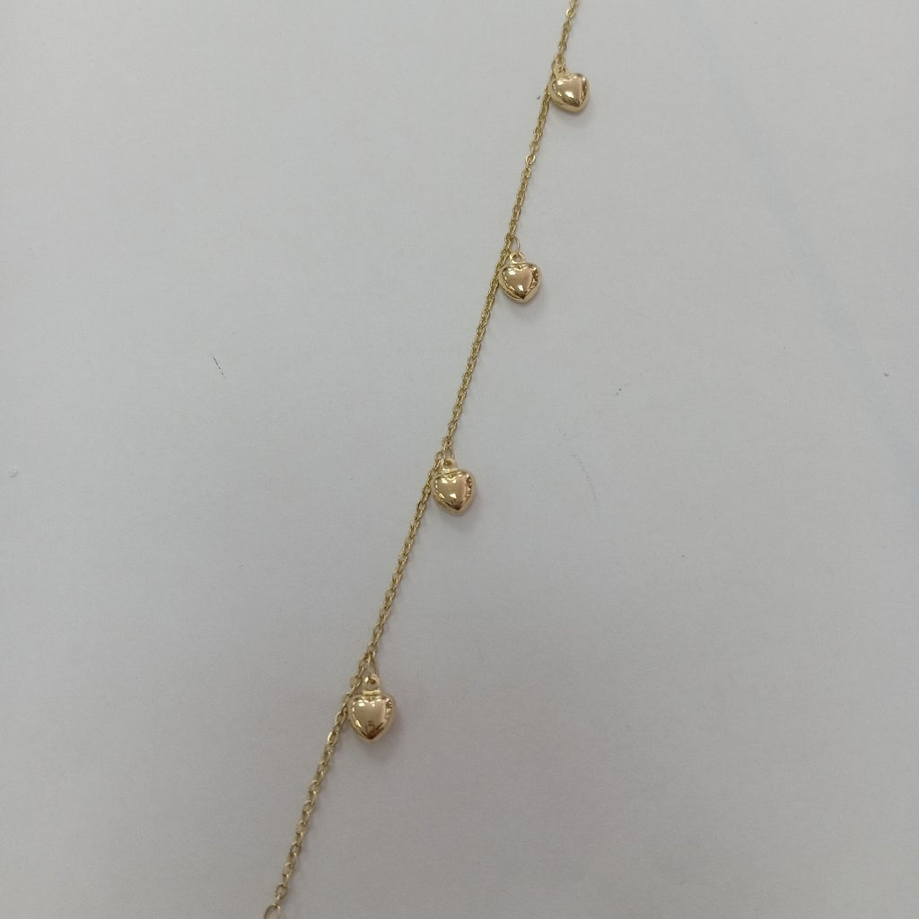 PULSERA ESP CON FIG CORAZONES 14K 18 CM 1.9 GR (NUEVO)