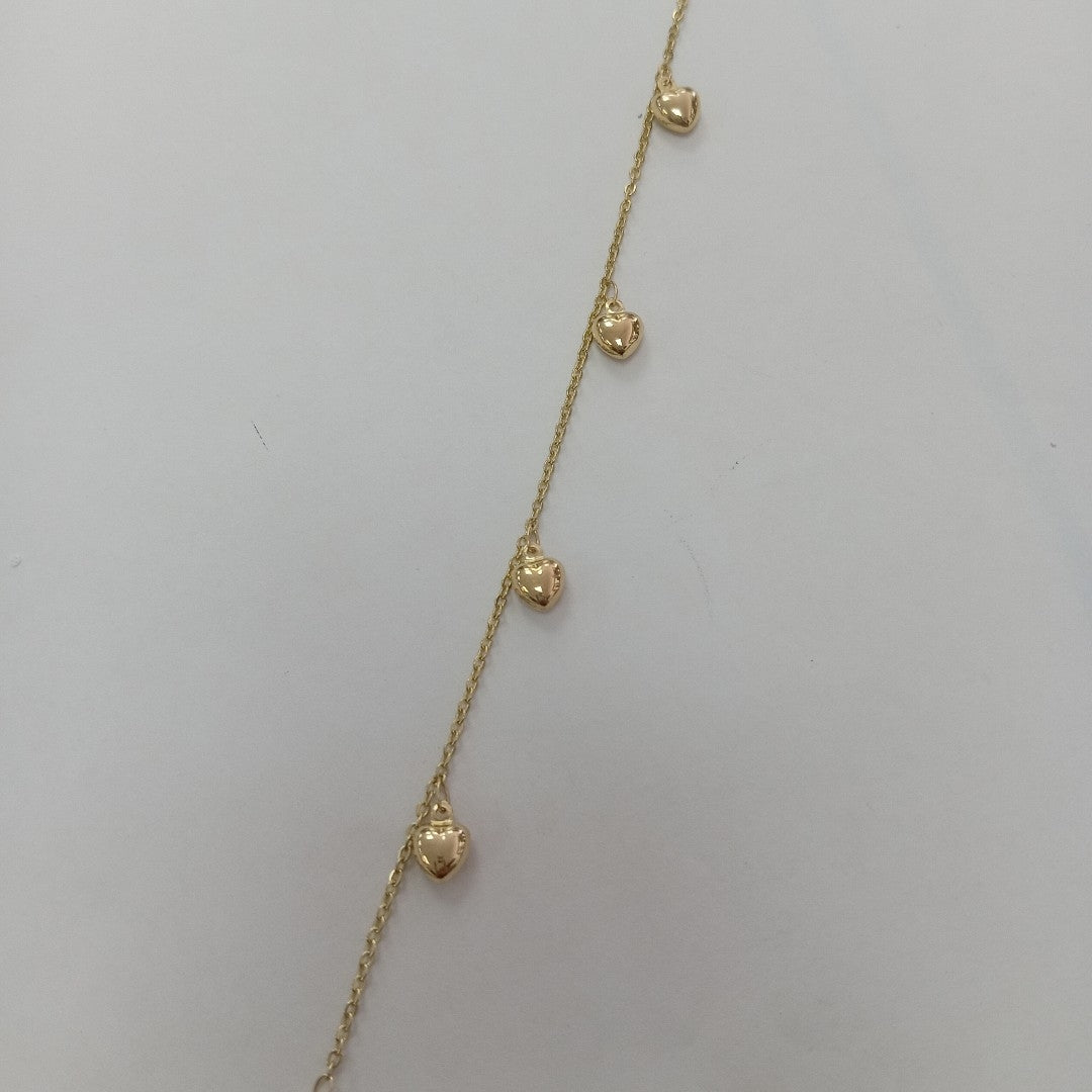 PULSERA ESP CON FIG CORAZONES 14K 18 CM 1.9 GR (NUEVO)
