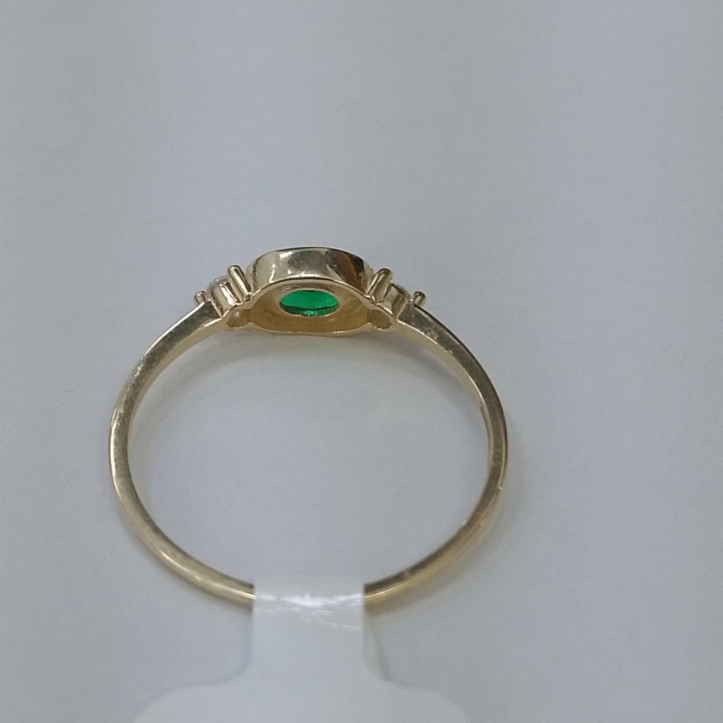 ANILLOS TEJIDO ANILLITO C CIRCONIAS Y PIEDRA VERDE 14K 8 1.2 GR (NUEVO)