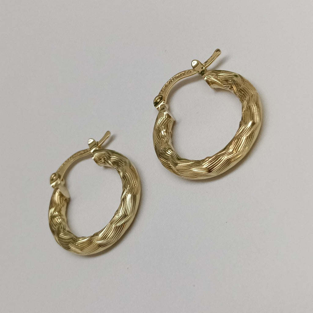 ARETES TEJIDO ARRACADAS ASTRIADAS 14K 2.1 GR (NUEVO)