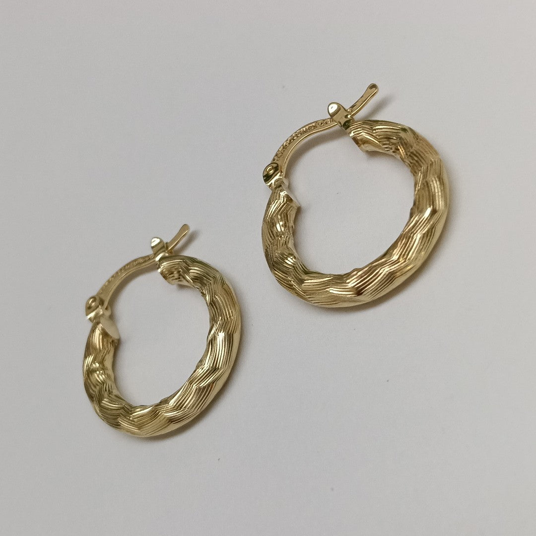 ARETES TEJIDO ARRACADAS ASTRIADAS 14K 2.1 GR (NUEVO)