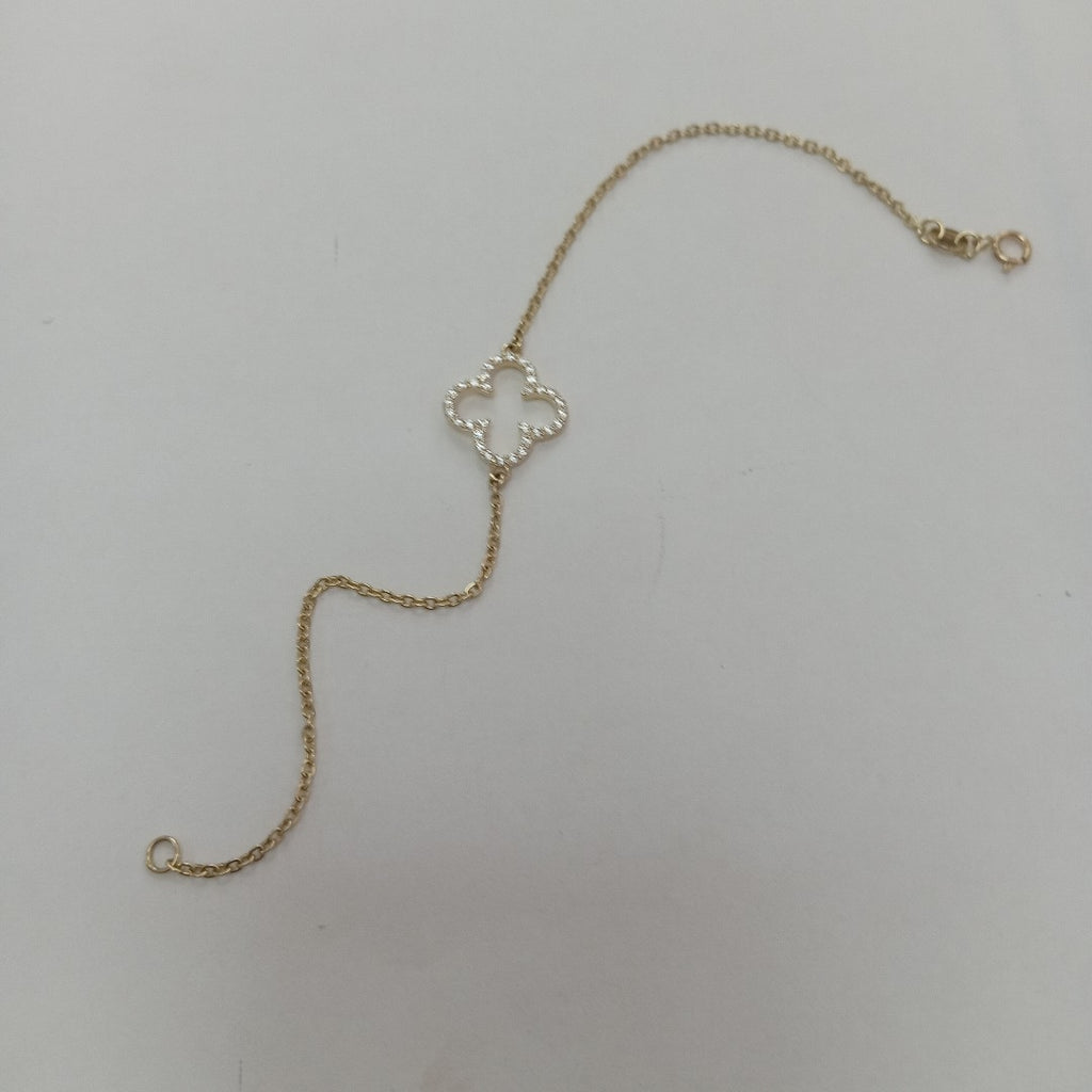 PULSERA TEJIDO ESPECIAL C CIRCONIAS 14K 18 CM 1.8 GR (NUEVO)
